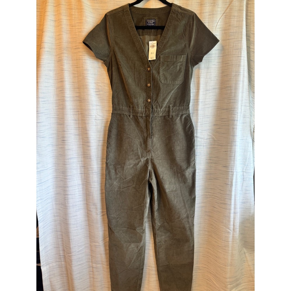 Abercrombie & Fitch Olive Green Corduroy Utility Jumpsuit NWT Medium